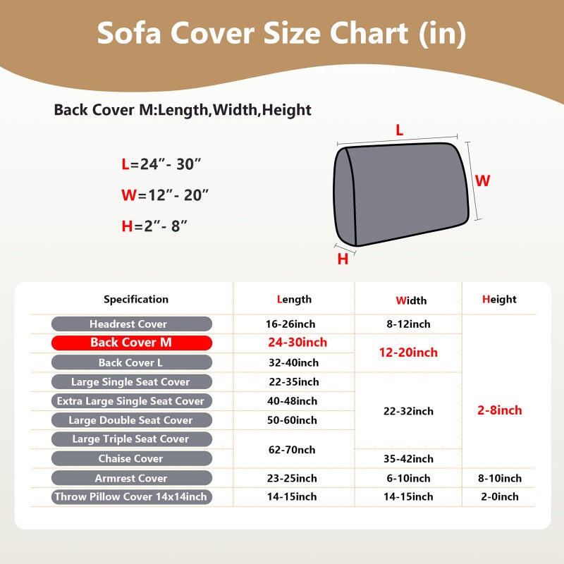 Yoovat Couch Cushion Covers for Sofa Couch Covers Wear-Resistant Universal Sofa Cover Washable Stretch for Sectional Slipcovers (Texture-Cream White,Back Cover M) - Image 3