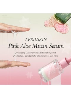 APRILSKIN Pink Aloe Mucin Serum 1.01 Fl.Oz (30Ml) Hydrating 78% Jeju Aloe Mucin Formula With Non-Sticky Finish For A Glass Glow Look, Korean Skincare  - Image 2