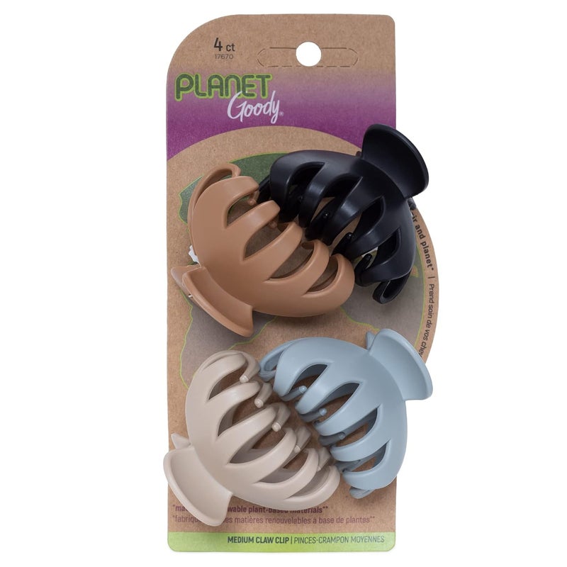 GOODY Planet Spider Claw Hair Clip 4Count  Assorted Neutral Colors  Medium to Long Hair  Longlasting  Will Not Slip  PainFree Hair Accessories for Women Men Boys  Girls  All Hair Types
