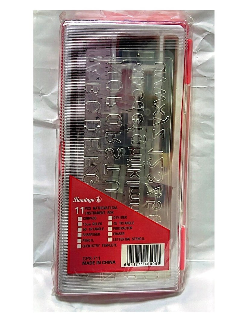 Flamingo 11-Pieces Mathematical Instrument Box Multicolor - Image 1