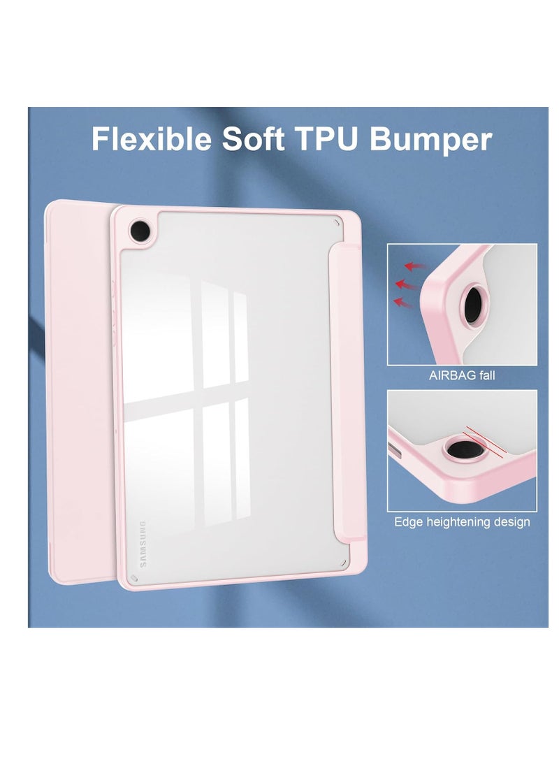 Generic - Hybrid Slim Case with Pen Holder for Samsung Galaxy Tab A9 Plus 11 Inch 2023 Model (SM-X210/X216/X218) Clear Transparent Back Shell Auto Wake/Sleep, Pink - Image 1