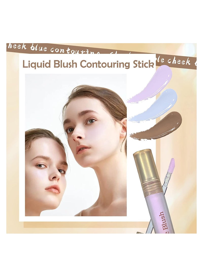 KASTWAVE Liquid Blush Highlighter Contour Set, Matte Long Lasting Purple Brighten Blush Highlighter, Matte Finish Liquid Contour, Waterproof Makeup Set, 3 Pcs - Image 5