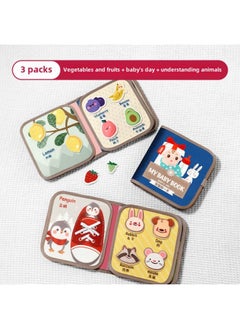 Tear The Book Baby Baby Early Education Cloth Book Tear Not To Rot Can Bite 6 Months 8 Hook And Loop Toy Quiet Book Enlightenment-Color: Fruit And Vegetables + A Day Of Understanding Animals + Baby