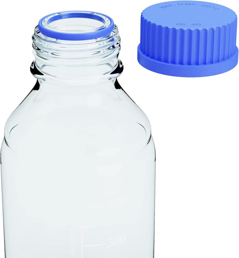 MorexLab 500ML Storage Glass Bottles – 2pcs Round Media Storage Bottle – Borosilicate Glass Bottles – Safe Probe Storage Glass Storage Bottles with GL45 Blue Screw Cap (500ml - 2pcs) Advanced minimal build - Image 4
