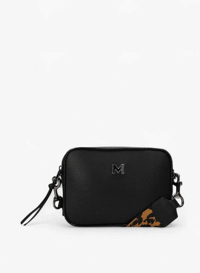 MEXX Solid Crossbody Bag with Printed Detachable Strap