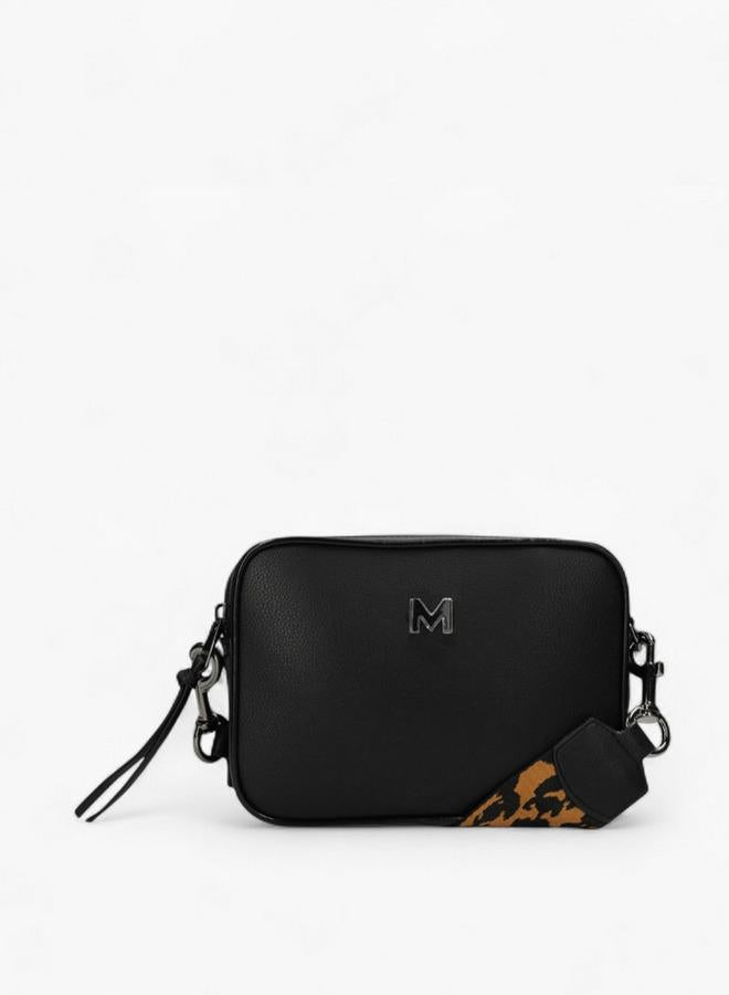MEXX Solid Crossbody Bag with Printed Detachable Strap - Image 2