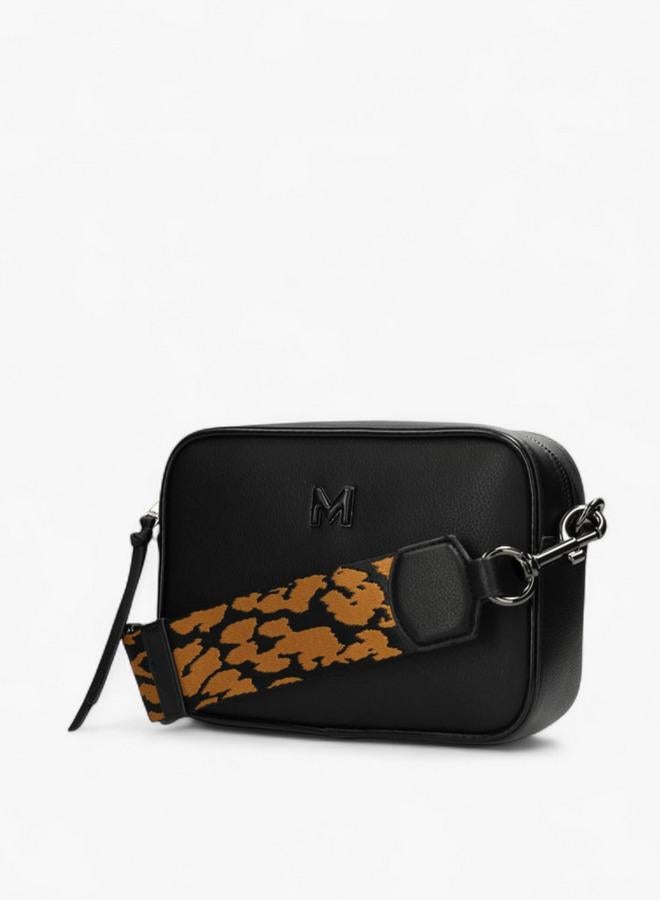 MEXX Solid Crossbody Bag with Printed Detachable Strap - Image 3