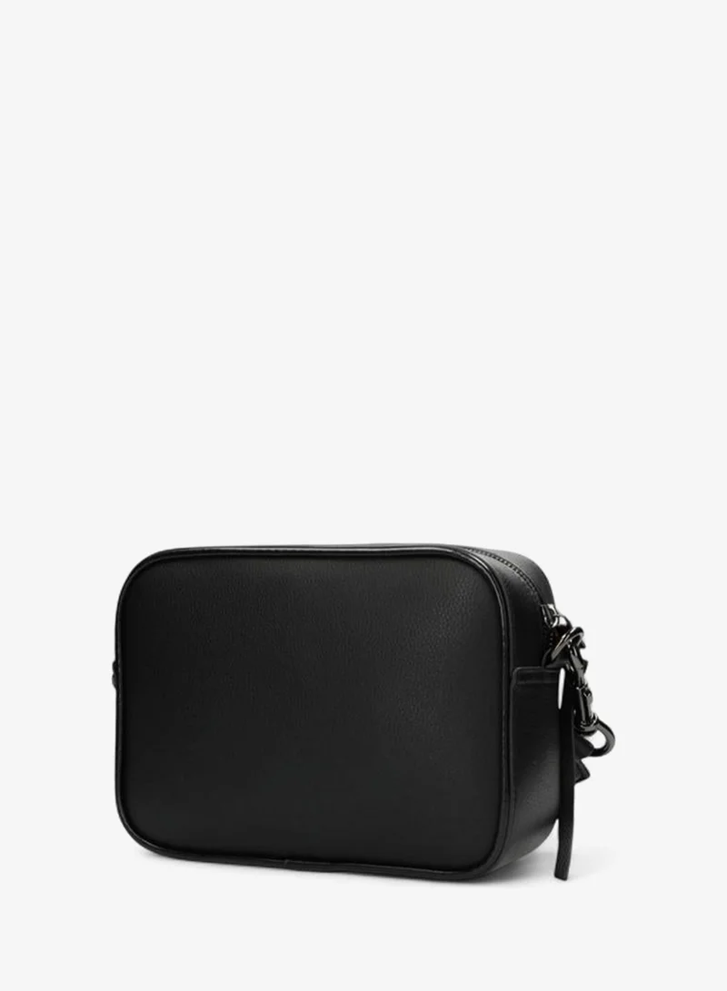 MEXX BLACK Solid Crossbody Bag with Printed Detachable Strap for Women | Best Price UAE
