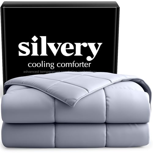 Silvery SilverInfused Cooling Comforter AwardWinning SelfCooling Blanket for Hot Sleepers with SelfCleaning Silvery Technology for SweatFree Cool Sleep Gray TwinTwin XL 68 x 90 - Image 1