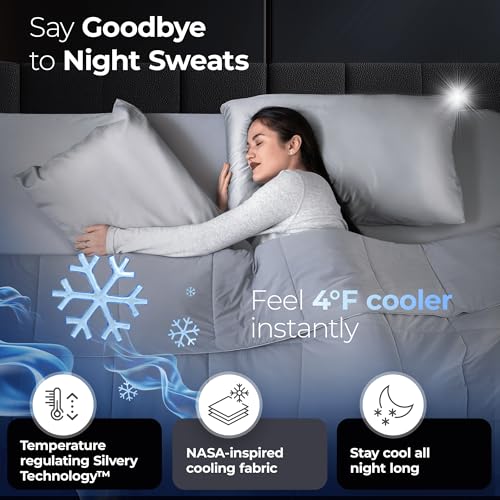 Silvery SilverInfused Cooling Comforter AwardWinning SelfCooling Blanket for Hot Sleepers with SelfCleaning Silvery Technology for SweatFree Cool Sleep Gray TwinTwin XL 68 x 90 - Image 3
