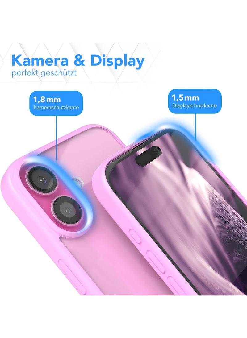Generic - Case for iPhone 16 6.1-Inch, Shockproof Phone Bumper Cover, Solid Color Matte TPU Frame, Anti-Scratch Clear Back (Pink) - Image 1