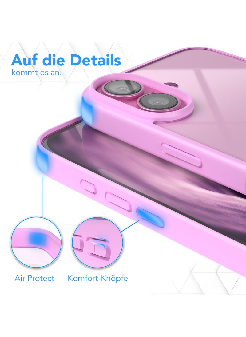 Generic - Case for iPhone 16 6.1-Inch, Shockproof Phone Bumper Cover, Solid Color Matte TPU Frame, Anti-Scratch Clear Back (Pink) - Image 1