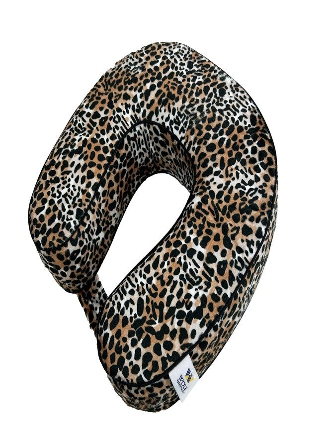 وسادة سفر للرقبة من وولف إيسينشالز للبالغين، مصنوعة من رغوة الذاكرة الناعمة، 11 × 11.5 بوصة، مدمجة، مثالية للطائرة أو السيارة، نمط الفهد الكلاسيكي