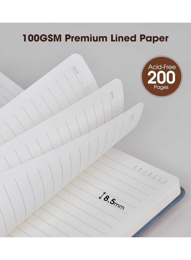 KCDMBUE A5 Lined Leather Journal Notebook with Pen, Personalized Hardcover Writing Diary for Men & Women, 200 Pages Thick Ruled Paper for School, Travel, Work（Blue） - Image 5