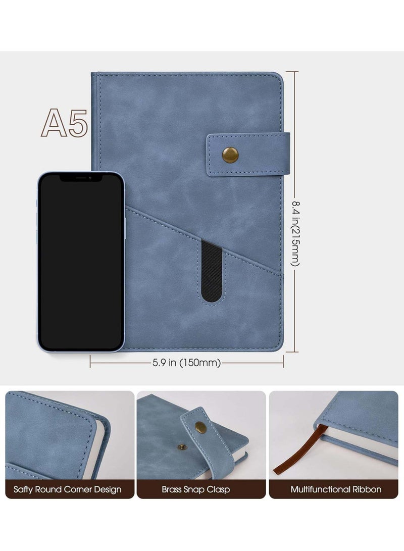 KCDMBUE A5 Lined Leather Journal Notebook with Pen, Personalized Hardcover Writing Diary for Men & Women, 200 Pages Thick Ruled Paper for School, Travel, Work（Blue） - Image 2