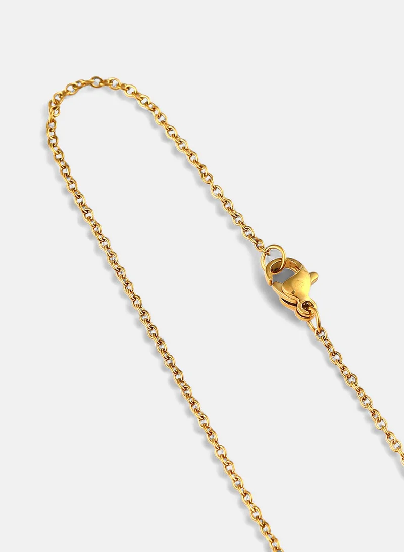 سوهي Stone Studded Clover Pendant With Artificial Chain Necklace Jewellery