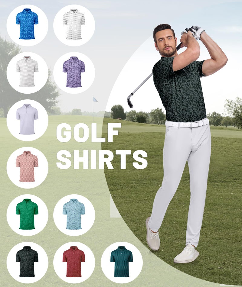 ZITY Mens Print Polo Shirts Short Sleeve Moisture Wicking Shirts for Men Golf Tennis Daily Casual Collared T-Shirt Black Flower 3XL - Image 5