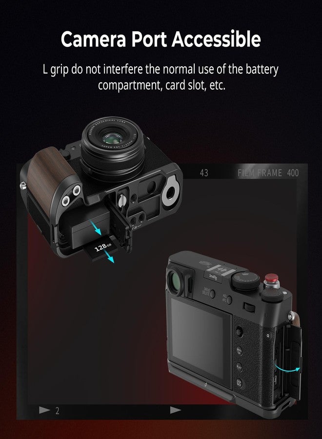 SmallRig L-Shape Mount Plate with Wooden Handle for FUJIFILM X100VI / X100V (Black) 4805 - Image 4