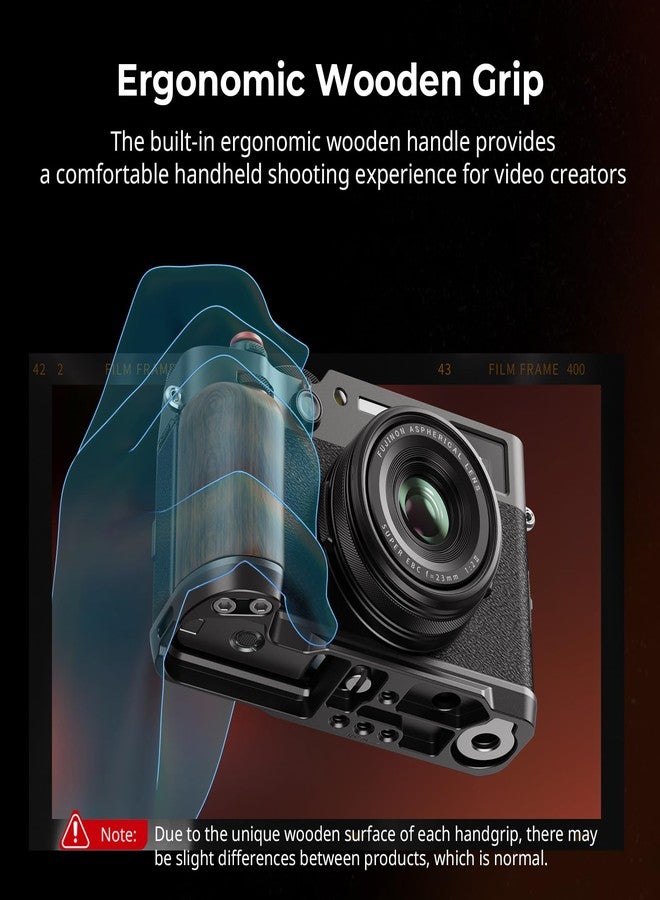 SmallRig L-Shape Mount Plate with Wooden Handle for FUJIFILM X100VI / X100V (Black) 4805 - Image 3