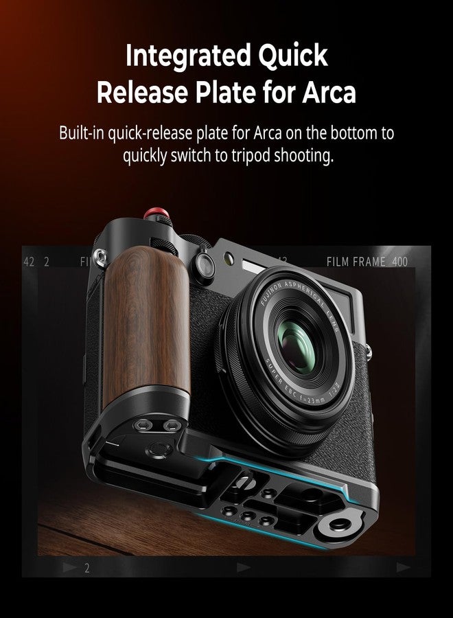 SmallRig L-Shape Mount Plate with Wooden Handle for FUJIFILM X100VI / X100V (Black) 4805 - Image 5