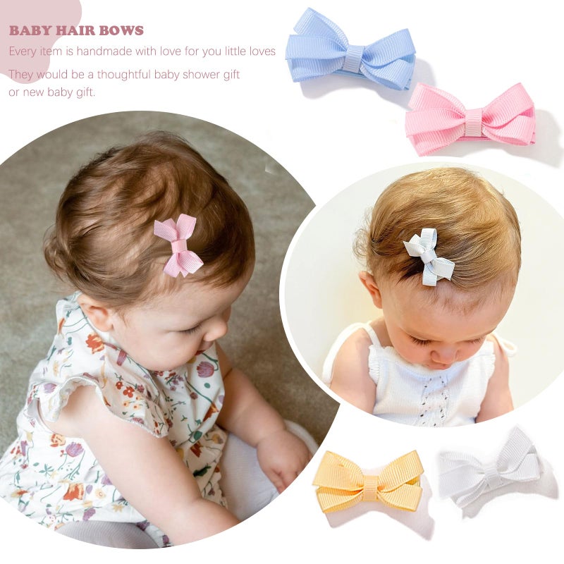 CellElection 28 Pack 2'' Mini Bow Snap Clips,Baby Girls Grosgrain Ribbon Bows Tiny Hair Clips Fine Hair for Girls Infants Toddlers - Image 4