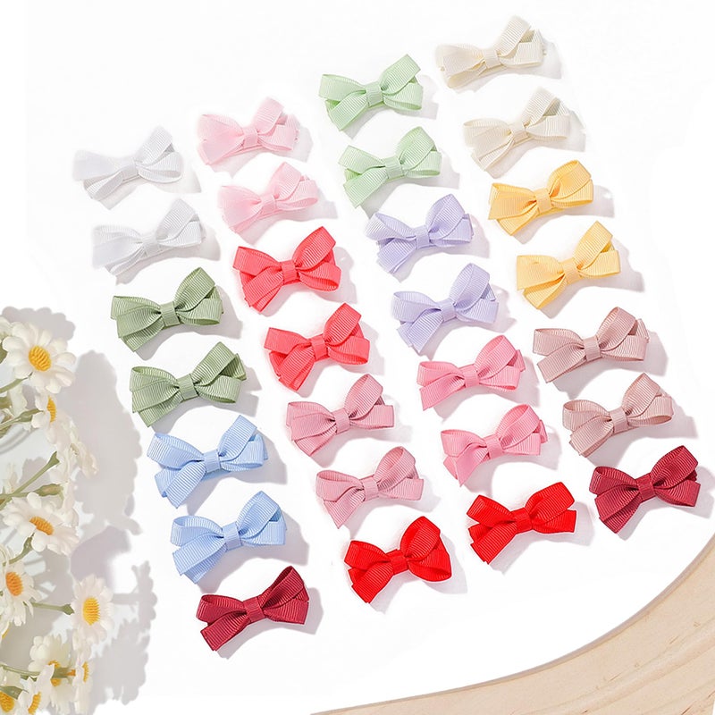 CellElection 28 Pack 2'' Mini Bow Snap Clips,Baby Girls Grosgrain Ribbon Bows Tiny Hair Clips Fine Hair for Girls Infants Toddlers - Image 3
