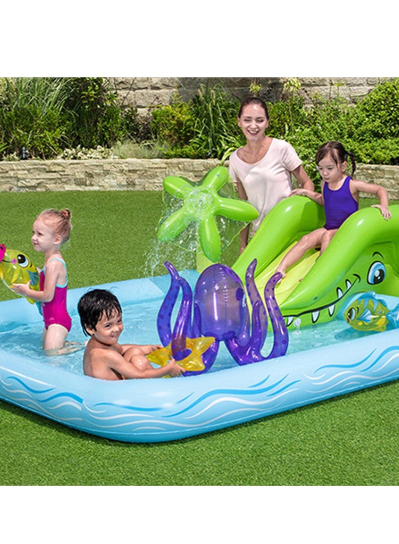 Bestway Marine Animals Portable Inflatable Swimming Pool with Slide,Foldable Lightweight Play Pool with Cartoon Print,Kid Water Play Center withSmall animal decoration,Wear Resistant Funny 239×206×86CM  - Image 3