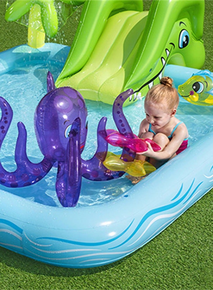 Bestway Marine Animals Portable Inflatable Swimming Pool with Slide,Foldable Lightweight Play Pool with Cartoon Print,Kid Water Play Center withSmall animal decoration,Wear Resistant Funny 239×206×86CM  - Image 4