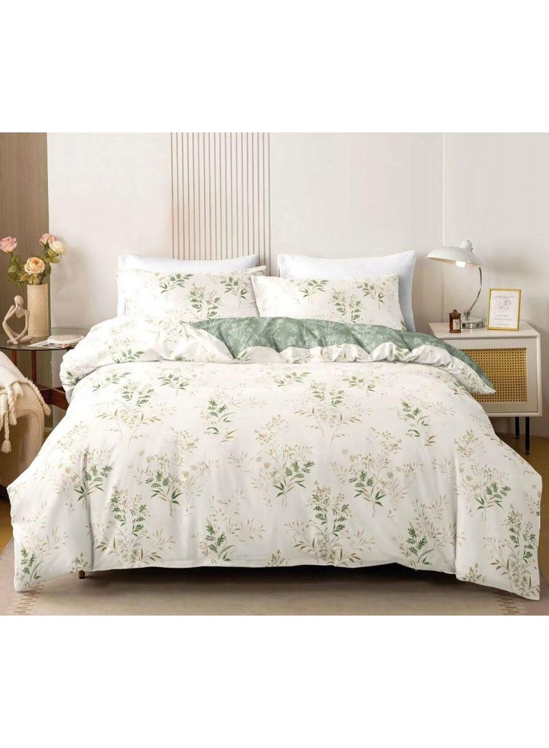 طقم مفروشات فاخر بحجم كينج مكون من 6 قطع - تصميم بسيط، غطاء لحاف 220×240 سم مع شرشف مطاطي و4 أغطية وسائد