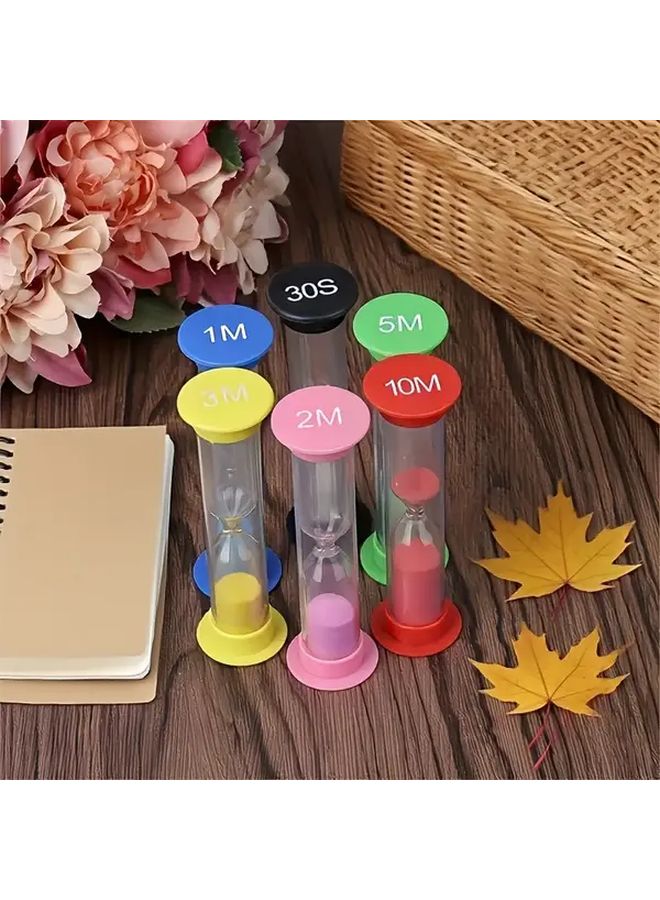 6 Piece Hourglass Timer Set 30 Seconds to 10 Minutes Colorful Task Timer - Image 1