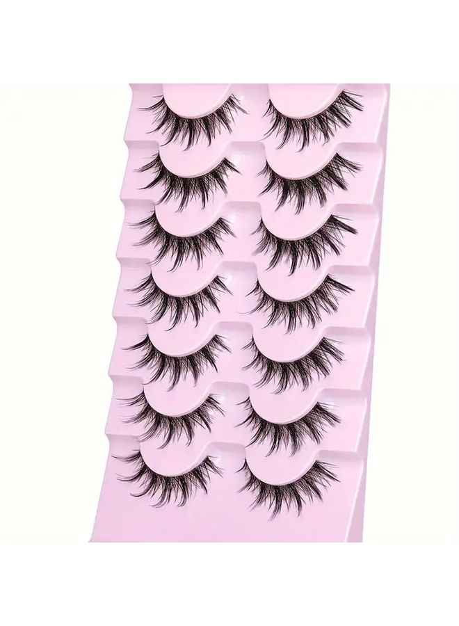 Anime Style 07A Reusable 3D False Eyelashes C Curl Individual Clusters 10 15mm Length Natural Cat Eye Look - Image 2