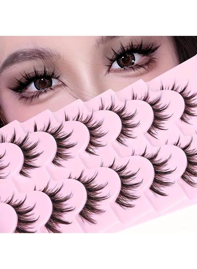 Anime Style 07A Reusable 3D False Eyelashes C Curl Individual Clusters 10 15mm Length Natural Cat Eye Look - Image 1