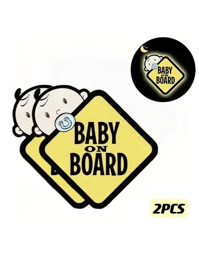 HY Baby On Board Sticker for Cars- 2Pack Baby in Car High Intensity Reflective Waterproof Vinyl Safety Car Signs for Rear, Side Windows, Bumpers  - Image 1