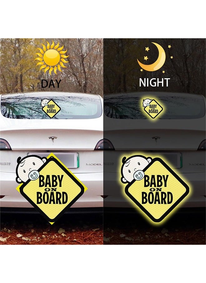 HY Baby On Board Sticker for Cars- 2Pack Baby in Car High Intensity Reflective Waterproof Vinyl Safety Car Signs for Rear, Side Windows, Bumpers  - Image 3