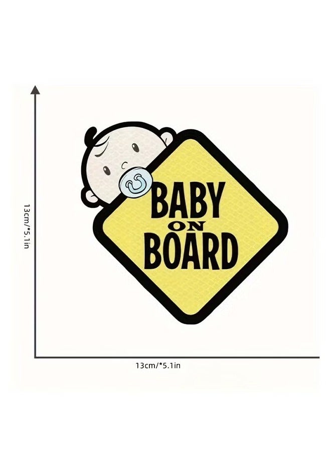 Baby On Board Sticker for Cars- 2Pack Baby in Car High Intensity Reflective Waterproof Vinyl Safety Car Signs for Rear, Side Windows, Bumpers