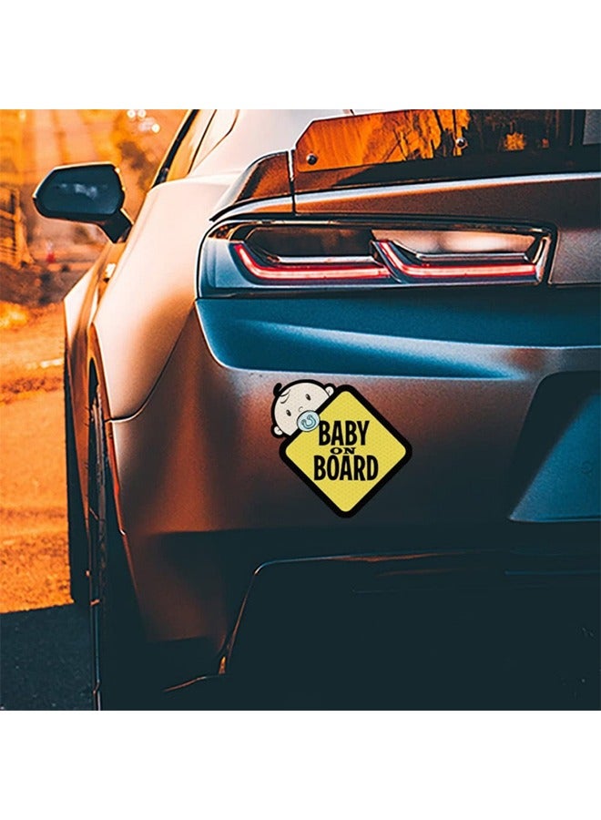 Baby On Board Sticker for Cars- 2Pack Baby in Car High Intensity Reflective Waterproof Vinyl Safety Car Signs for Rear, Side Windows, Bumpers