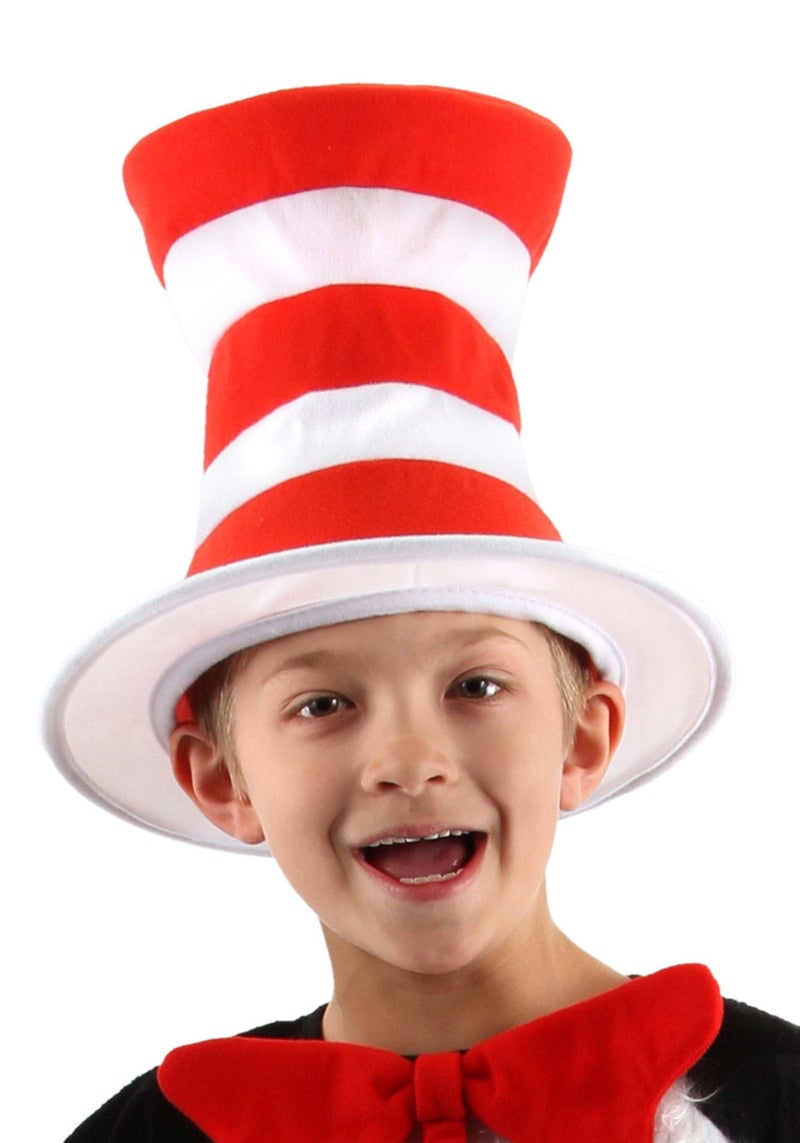 elope Dr. Seuss Cat in The Hat Striped Stovepipe Costume Hat for Kids Red - Image 1