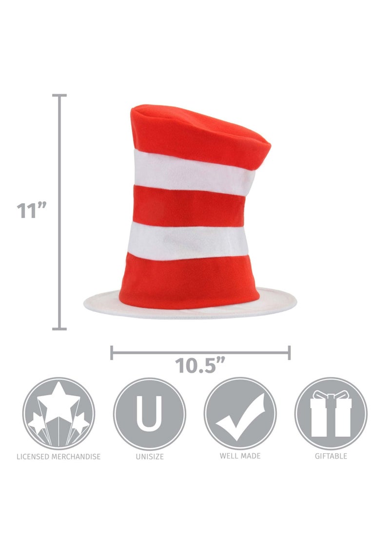 elope Dr. Seuss Cat in The Hat Striped Stovepipe Costume Hat for Kids Red - Image 4