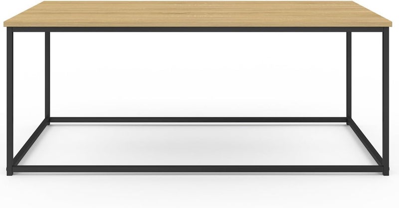Sweet Furniture Industrial Coffee Table 113 cm – Rectangular Wood & Black Metal Center Table, Modern Industrial Living Room Furniture, Sturdy Metal Frame, Rustic Wood Surface, Contemporary Minimalist Home Décor Table - Image 5
