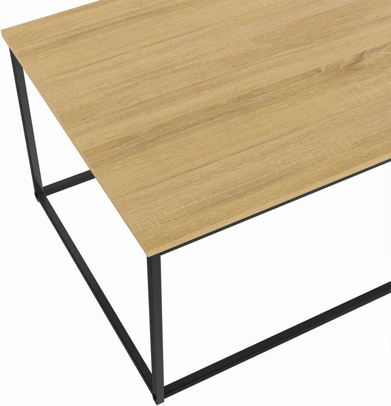 Sweet Furniture Industrial Coffee Table 113 cm – Rectangular Wood & Black Metal Center Table, Modern Industrial Living Room Furniture, Sturdy Metal Frame, Rustic Wood Surface, Contemporary Minimalist Home Décor Table - Image 3