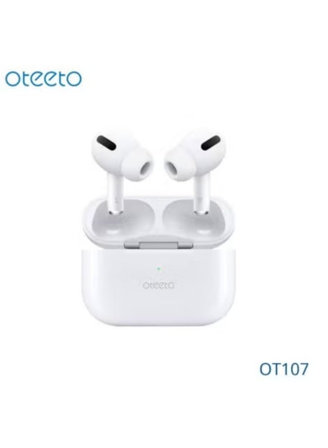 Oteeto OT107 True Wireless Bluetooth 5.4 Earbuds with Noise Reduction, HD Microphone, Charging Case, White In-Ear Earphones with Clear Stereo Sound, Deep Bass, Comfortable Fit, Portable Wireless Headphones for Music, Calls & Everyday Use - Image 2