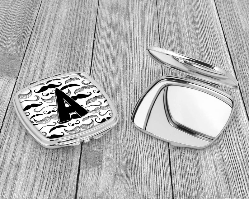 Caroline's Treasures CJ2009-ASCM Letter A Moustache Initial Compact Mirror Decorative Travel Makeup Mirror for Women Girls Gifts Pocket Makeup Mirror Folding Handheld - Image 3
