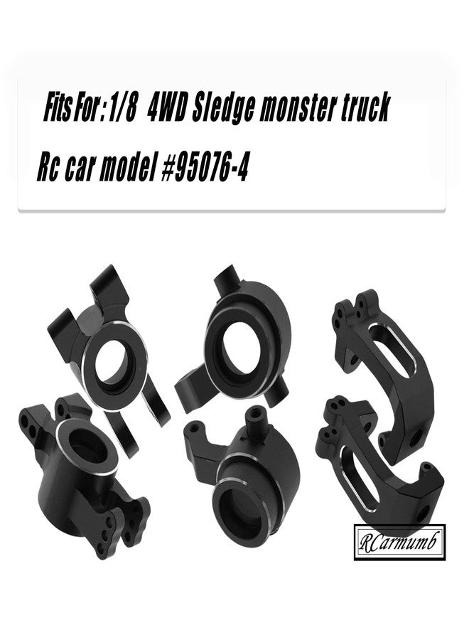 Rcarmumb Upgrades Part for 1/8 Sledge 4WD, Alloy Caster Block & Steering Blocks & Rear Stub Axle Carriers Hops up for Sledge 4WD Monster Truck #95076-4,Replace #9537,#9532,#9552,Black - Image 2