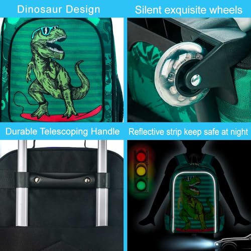gxtvo 5PCS Kids Luggage Set with Wheels for Boys, Cool Dinosaur Rolling Carry-On Suitcase for Toddler Children - Image 5