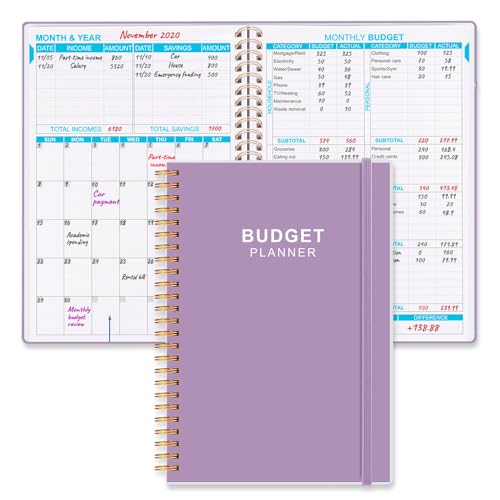Getvow Budget Planner - Monthly Budget Book with Expense Tracker Notebook, Undated 12 Month Bill Organizer & Finance Planner to Manage Your Money, Account Book with Colorful Tabs, 5.8" x 8.5", Purple - Image 1