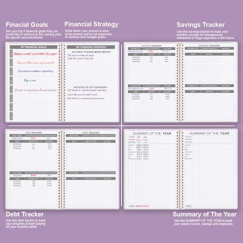 Getvow Budget Planner - Monthly Budget Book with Expense Tracker Notebook, Undated 12 Month Bill Organizer & Finance Planner to Manage Your Money, Account Book with Colorful Tabs, 5.8" x 8.5", Purple - Image 5