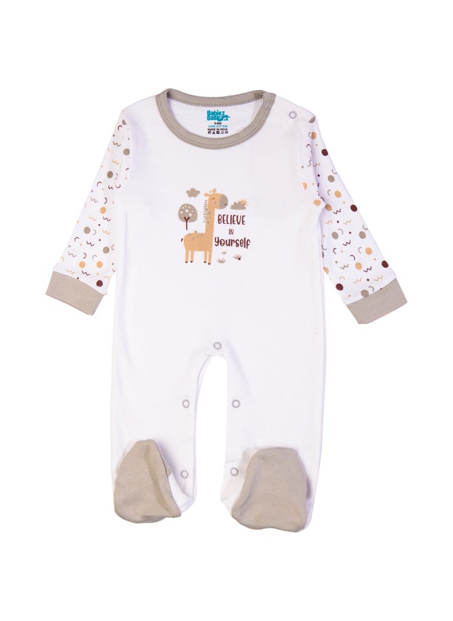 Babies Basic 5 Piece Unisex 100% Cotton Gift Set Include Bib, Romper, Mittens, Cap And Sleepsuit/Jumpsuit- Believe In Yourself  - Image 5