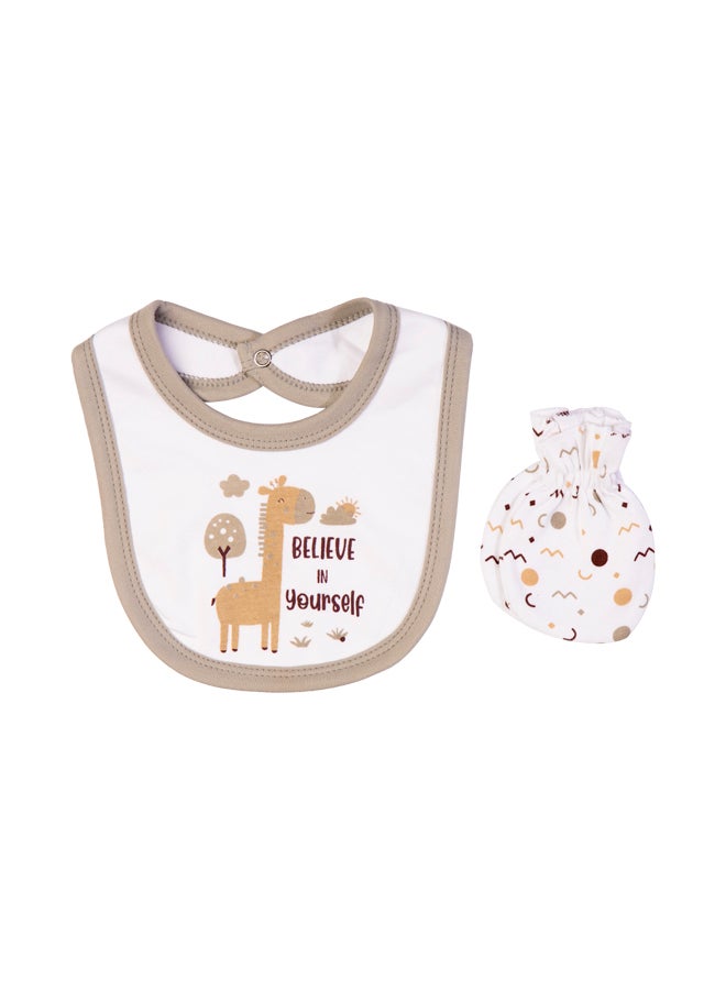 5 Piece Unisex 100% Cotton Gift Set Include Bib, Romper, Mittens, Cap And Sleepsuit/Jumpsuit- Believe In Yourself