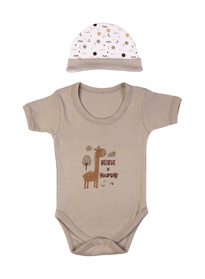 5 Piece Unisex 100% Cotton Gift Set Include Bib, Romper, Mittens, Cap And Sleepsuit/Jumpsuit- Believe In Yourself