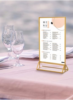 Excefore Clear Acrylic Frames Display Holder with Gold Borders and Vertical Stand,Double Sided Table Menu Holders Picture Frames for Wedding Table Numbers, Restaurant Signs,Photos Display-5x7 Inches,6Pack  - Image 1